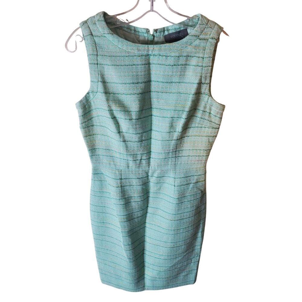 Eccoci Aqua Striped Sheath Dress, Size 6